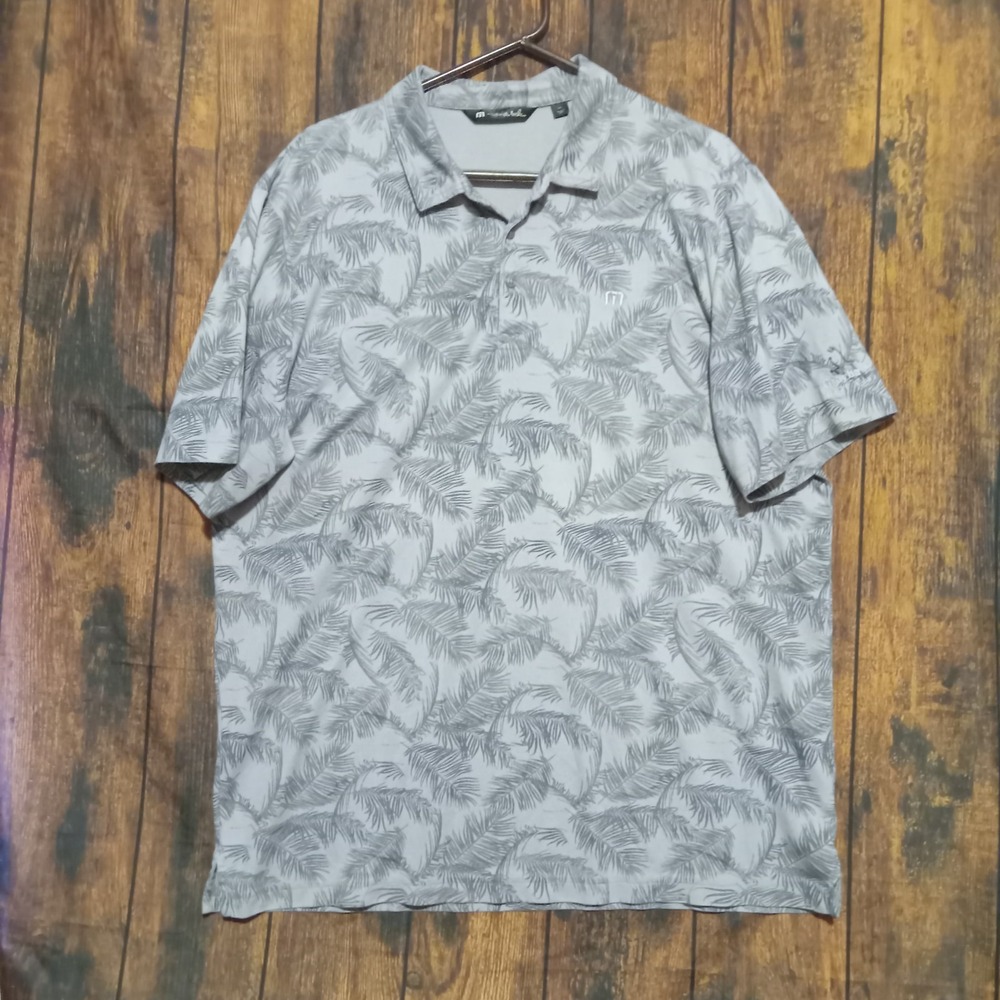 Travis Mathew Men's Short Sleeve Golf Polo Hawaiian Shirt Size XXL‎ Gray